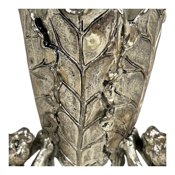 Vtg ARTHUR COURT Cone Glass Vase Aluminum Metal Bunny Rabbit Base Easter 12-232 - Picture 9 of 13